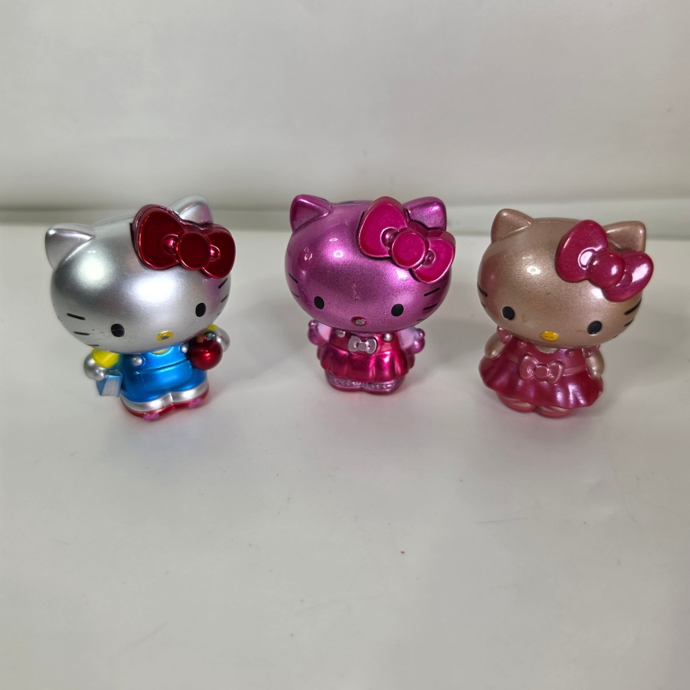 Hello Kitty Die-Cast MetalFigs Lot of 3 Metallic Pink Silver Gold Jada Toys
